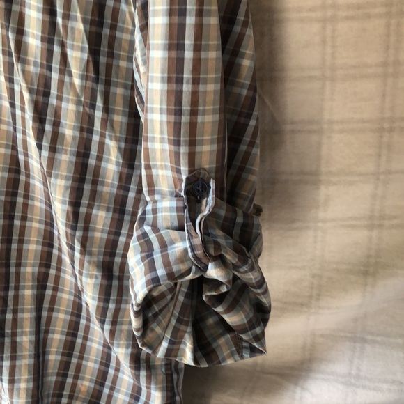 $125 Toscano Blue Cotton woven casual roll sleeve shirt Men’s size Large - Picture 6 of 6